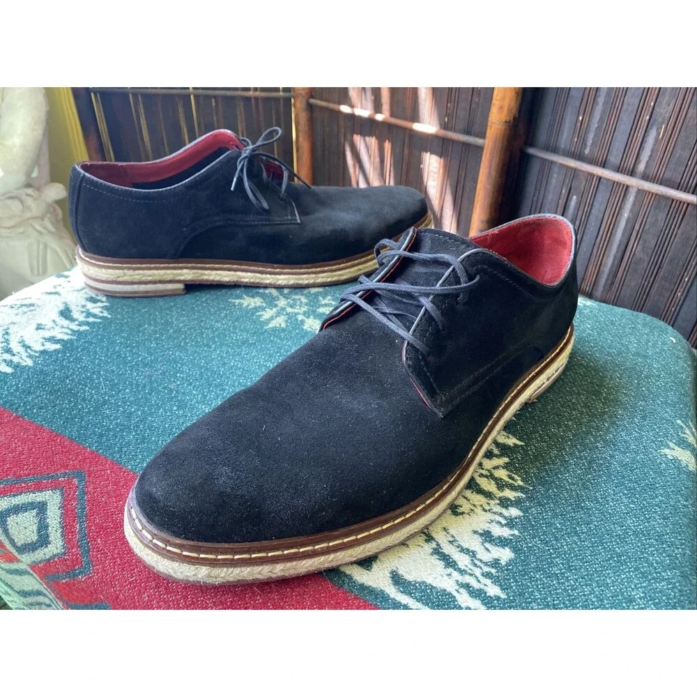 11.5 M Men's Cole Rood & Haan Suede Espradille Lace Up Black Shoes